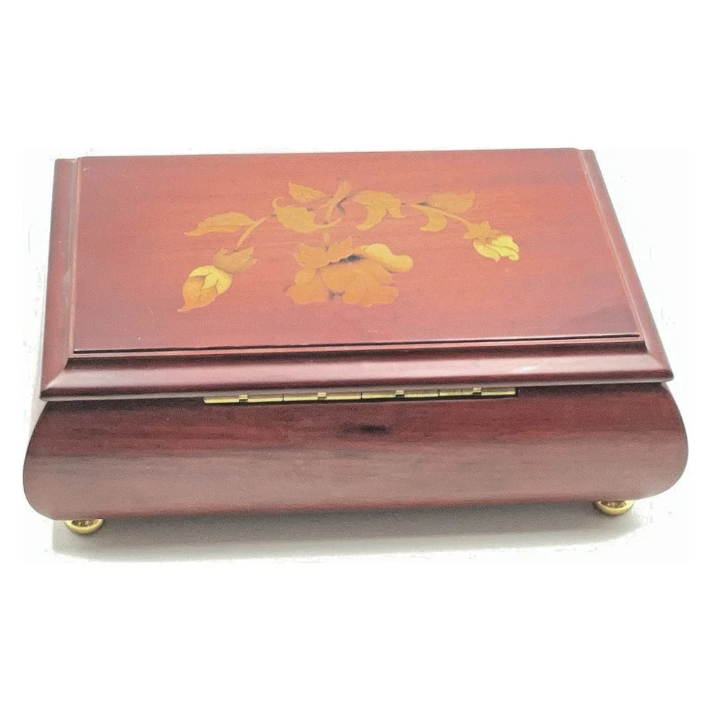 Vintage Reuge Musical Jewelry Box The Magic‎ Flute Inlay Wood